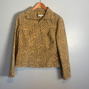 Yvonne & Marie  Leopard Print Leather Suede Jacket. Women’s Size 12